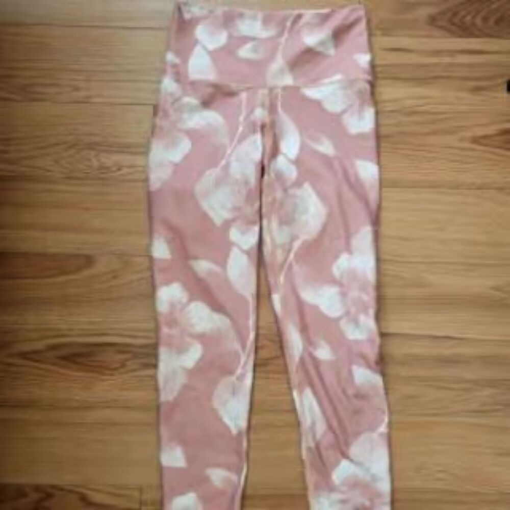 Aerie | Chill Play Move High Waisted Floral Leggings Ribbed Coquette Pink Yoga S